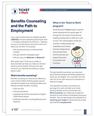 Thumbnail of the Benefits Counseling fact sheet
