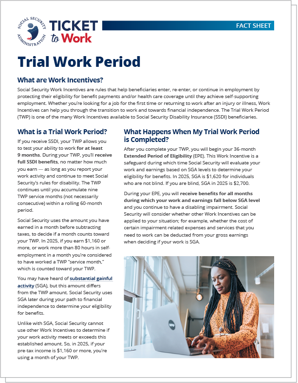 Thumbnail of the Trial Work Period (TWP) fact sheet