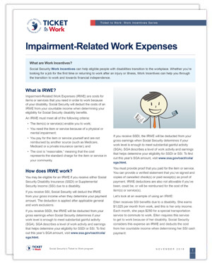 Image of the Impairment-Related Work Expenses Factsheet