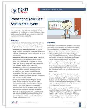 Image of the Presenting Your Best Self to Employers Factsheet