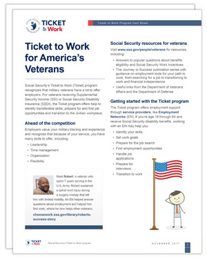 Image of the Ticket to Work for America’s Veterans Factsheet