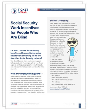 Image of the Work Incentives for People Who Are Blind Factsheet